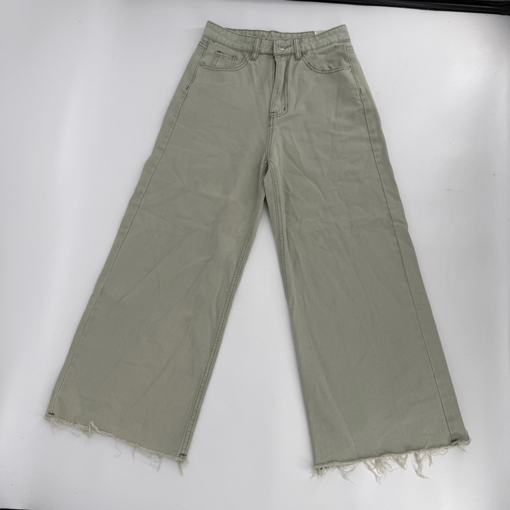 SHEIN Green Rough Hem Wide Leg Jeans Size Small Women’s